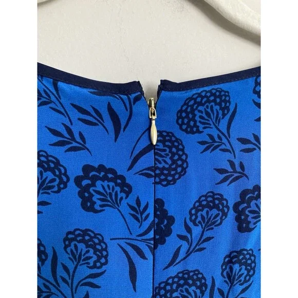 NEW Draper James Silk Midi Dress 12  Mixed Print Floral Blue - Picture 11 of 13